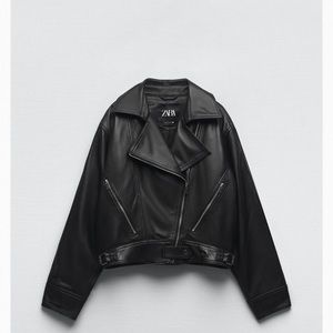 Zara crop leather jacket limit edition